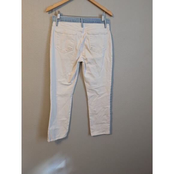 FRAME DENIM White Colorblock‎ Le High Straight Leg Cropped Jeans Women’s Size 29 - Picture 2 of 11